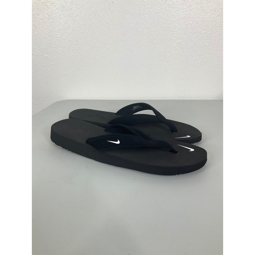 Nike Womens‎ Flip Flop Sandals Black White Swoosh Thong Slides Size 11